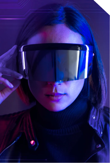 Woman wearing a virtual reality headset